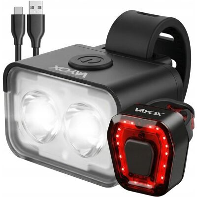 Zestaw Lampka Rowerowa Usb Przednia Tylna Oświetlenie Akumulatorowe Vayox Zestaw Lampka Rowerowa Usb Przednia Tylna Oświetlenie Akumulatorowe Vayox