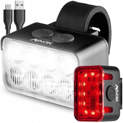 Zestaw Lampka Rowerowa Usb Przednia Tylna Oświetlenie Led Aku Mocne Vayox Zestaw Lampka Rowerowa Usb Przednia Tylna Oświetlenie Led Aku Mocne Vayox