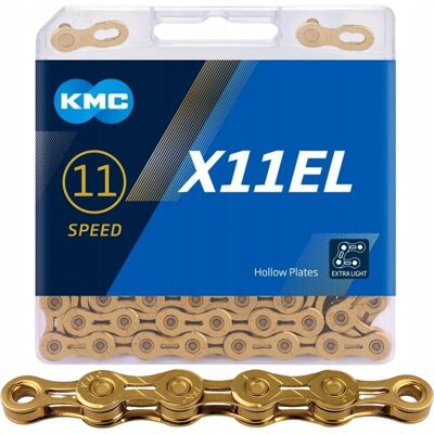 Złoty Łańcuch Rowerowy Kmc X11el 11s 118 Og. Lekki + Spinka Box Oryginalny Złoty Łańcuch Rowerowy Kmc X11el 11s 118 Og. Lekki + Spinka Box Oryginalny