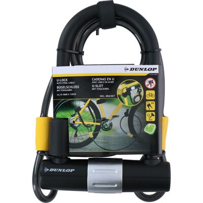 Dunlop Zabezpieczenie Rowerowe U-Lock Zapięcie Na Rower Blokada Na Klucz + Linka Dunlop Zabezpieczenie Rowerowe U-Lock Zapięcie Na Rower Blokada Na Klucz + Linka