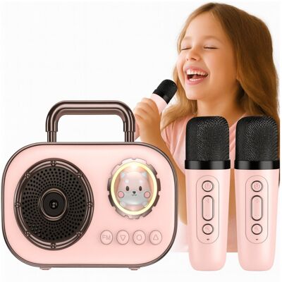 AMT BEZPRZEWODOWY ZESTAW DO KARAOKE GŁOŚNIK BLUETOOTH Z OŚWIETLENIEM + 2 MIKROFONY DLA DZIECI AMT BEZPRZEWODOWY ZESTAW DO KARAOKE GŁOŚNIK BLUETOOTH Z OŚWIETLENIEM + 2 MIKROFONY DLA DZIECI
