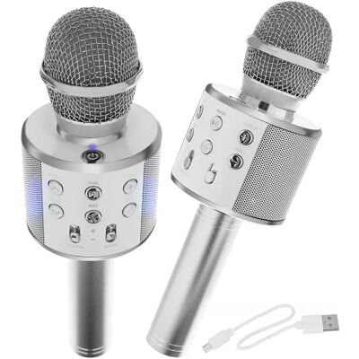 Bezprzewodowy Mikrofon TechSolz - Srebrny - Karaoke Microphone Bezprzewodowy Mikrofon TechSolz - Srebrny - Karaoke Microphone