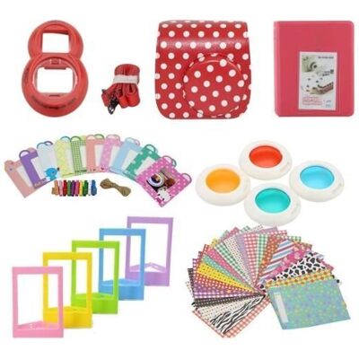 Inny producent Zestaw akcesoriów do Fujifilm Instax Mini 8/9 - Czerwony w kropki Inny producent Zestaw akcesoriów do Fujifilm Instax Mini 8/9 - Czerwony w kropki