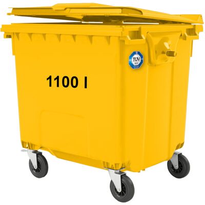 Hendi Kontener pojemnik na odpady śmieci komunalne PZH EN 840-2 DIN 1100L - żółty Hendi Kontener pojemnik na odpady śmieci komunalne PZH EN 840-2 DIN 1100L - żółty