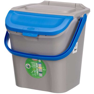 Stefanplast - Kosz na śmieci 28L z niebieskim wiekiem i uchwytem - Segregacja odpadów Stefanplast - Kosz na śmieci 28L z niebieskim wiekiem i uchwytem - Segregacja odpadów