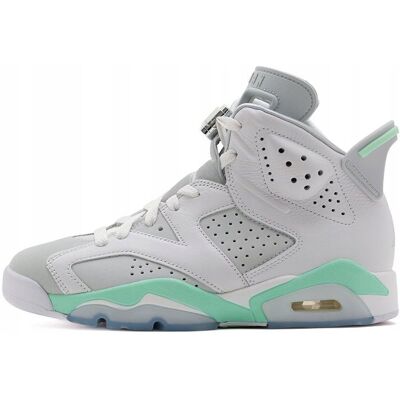 Nike Jordan 6 Retro Mint Foam - Buty nubukowe w jasnoszarym i białym kolorze Nike Jordan 6 Retro Mint Foam - Buty nubukowe w jasnoszarym i białym kolorze