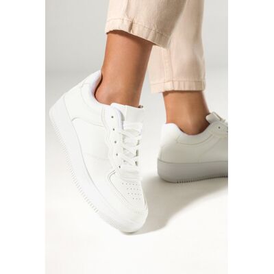 Białe sneakersy damskie buty sportowe na platformie sznurowane Casu 77039-2-40 Białe sneakersy damskie buty sportowe na platformie sznurowane Casu 77039-2-40