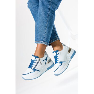 Białe sneakersy damskie buty sportowe na platformie z brokatem sznurowane Casu GA8007-2-38 Białe sneakersy damskie buty sportowe na platformie z brokatem sznurowane Casu GA8007-2-38