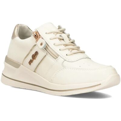 Buty Damskie Sneakersy Skórzane Beżowe Na Zamek Filippo Dp6083/24-41 Buty Damskie Sneakersy Skórzane Beżowe Na Zamek Filippo Dp6083/24-41