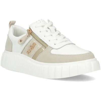 Buty Damskie Sneakersy Skórzane Na Platformie Białe Filippo Dp6121/24-40 Buty Damskie Sneakersy Skórzane Na Platformie Białe Filippo Dp6121/24-40
