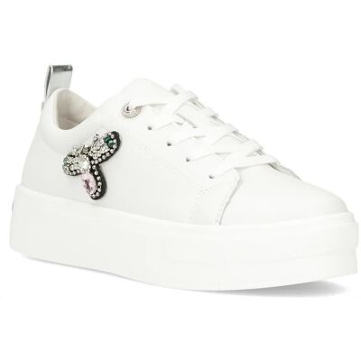 Buty Sneakersy Damskie Białe Na Platformie Skórzane Filippo Dp6042/24-37 Buty Sneakersy Damskie Białe Na Platformie Skórzane Filippo Dp6042/24-37