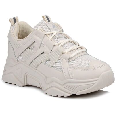Buty sportowe damskie sneakersy na platformie beżowe News 4620-39 Buty sportowe damskie sneakersy na platformie beżowe News 4620-39