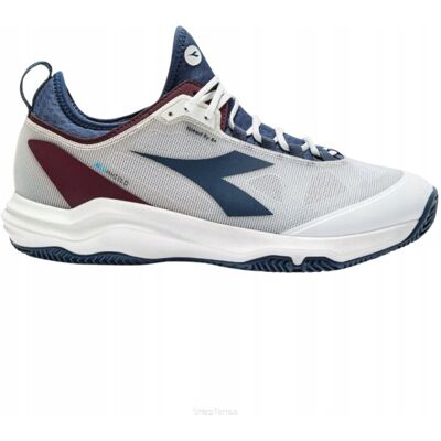 Buty tenisowe Diadora Speed Blushield Fly 4+ Clay biało/bordowe 46 Buty tenisowe Diadora Speed Blushield Fly 4+ Clay biało/bordowe 46