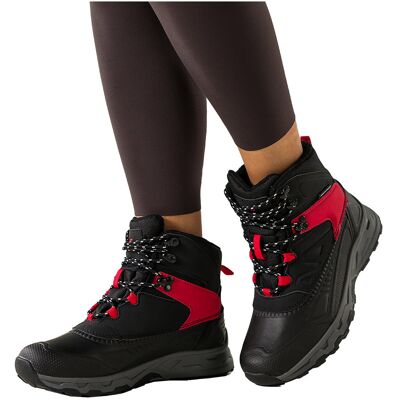 Czarne Buty Sportowe Trekkingowe Damskie Wodoodporne Na Bieżnikowanej Podeszwie Sznurowane Czerwone Wstawki Casu 7688-6d-40 Czarne Buty Sportowe Trekkingowe Damskie Wodoodporne Na Bieżnikowanej Podeszwie Sznurowane Czerwone Wstawki Casu 7688-6d-40
