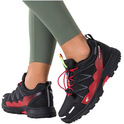 Czarne Buty Sportowe Trekkingowe Damskie Wodoodporne Na Bieżnikowanej Podeszwie Z Regulowaną Elastyczną Sznurówką Czerwone Wstawki Casu 7393-0d-40 Czarne Buty Sportowe Trekkingowe Damskie Wodoodporne Na Bieżnikowanej Podeszwie Z Regulowaną Elastyczną Sznurówką Czerwone Wstawki Casu 7393-0d-40