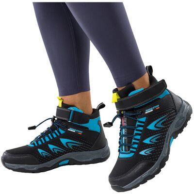 Czarne Buty Trekkingowe Damskie Na Bieżnikowanej Podeszwie Z Regulowaną Elastyczną Sznurówką Niebieskie Wstawki Softshell Casu 2310-14w-38 Czarne Buty Trekkingowe Damskie Na Bieżnikowanej Podeszwie Z Regulowaną Elastyczną Sznurówką Niebieskie Wstawki Softshell Casu 2310-14w-38