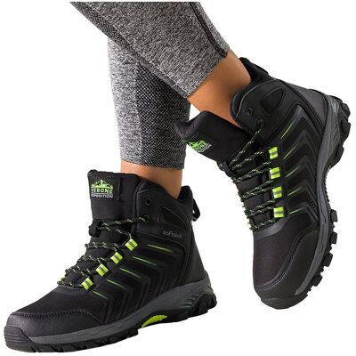 Czarne Buty Trekkingowe Damskie Softshell Na Bieżnikowanej Podeszwie Seledynowe Wstawki Sznurowane Carla Ey82939-7-37 Czarne Buty Trekkingowe Damskie Softshell Na Bieżnikowanej Podeszwie Seledynowe Wstawki Sznurowane Carla Ey82939-7-37