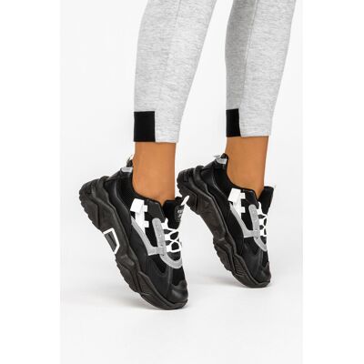 Czarne sneakersy na platformie buty sportowe sznurowane Casu 19/4/21/B-39 Czarne sneakersy na platformie buty sportowe sznurowane Casu 19/4/21/B-39
