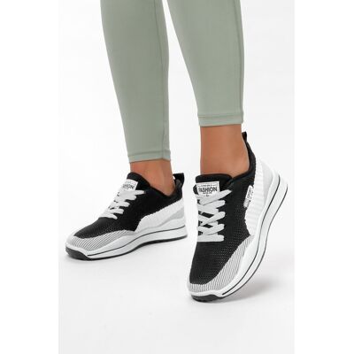 Czarne sneakersy na platformie damskie buty sportowe sznurowane Casu 10-11-21-BG-37 Czarne sneakersy na platformie damskie buty sportowe sznurowane Casu 10-11-21-BG-37