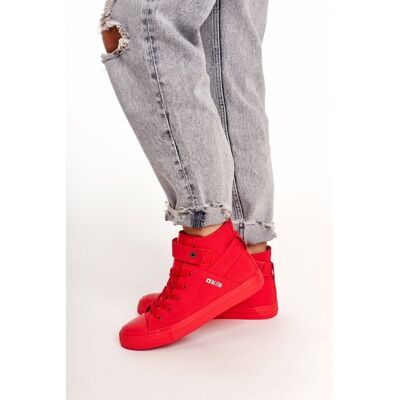 Damskie Wysokie Trampki Big Star FF274580 Czerwone-37 Damskie Wysokie Trampki Big Star FF274580 Czerwone-37