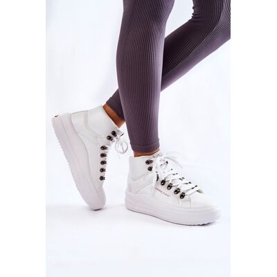 Damskie Wysokie Trampki Cross Jeans Kk2R4028C Białe-39 Damskie Wysokie Trampki Cross Jeans Kk2R4028C Białe-39