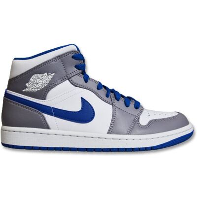 Nike Jordan 1 Mid True Blue - Szary/Niebieski - Buty Nike Jordan 1 Mid True Blue - Szary/Niebieski - Buty