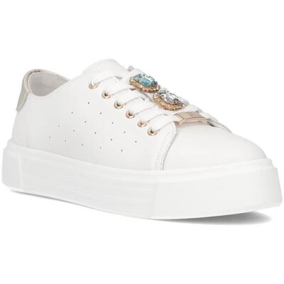 Sneakersy Damskie Półbuty Na Platformie Skórzane Białe Filippo Dp6854/25-40 Sneakersy Damskie Półbuty Na Platformie Skórzane Białe Filippo Dp6854/25-40