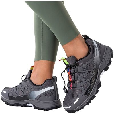 Szare Buty Sportowe Trekkingowe Damskie Wodoodporne Na Bieżnikowanej Podeszwie Z Regulowaną Elastyczną Sznurówką Czarne Wstawki Casu 7393-4d-38 Szare Buty Sportowe Trekkingowe Damskie Wodoodporne Na Bieżnikowanej Podeszwie Z Regulowaną Elastyczną Sznurówką Czarne Wstawki Casu 7393-4d-38