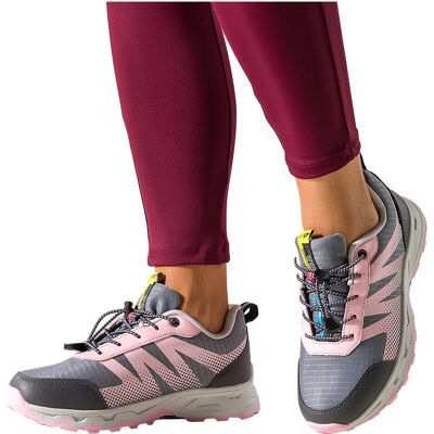 Szare Buty Sportowe Trekkingowe Damskie Wodoodporne Na Żłobionej Podeszwie Z Regulowaną Elastyczną Sznurówką Różowe Wstawki Casu 7590-2d-40 Szare Buty Sportowe Trekkingowe Damskie Wodoodporne Na Żłobionej Podeszwie Z Regulowaną Elastyczną Sznurówką Różowe Wstawki Casu 7590-2d-40