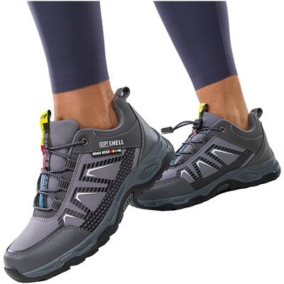 Szare Buty Trekkingowe Damskie Buty Sportowe Na Bieżnikowanej Podeszwie Z Regulowaną Elastyczną Sznurówką Białe Wstawki Softshell Casu 2213-2w-38 Szare Buty Trekkingowe Damskie Buty Sportowe Na Bieżnikowanej Podeszwie Z Regulowaną Elastyczną Sznurówką Białe Wstawki Softshell Casu 2213-2w-38