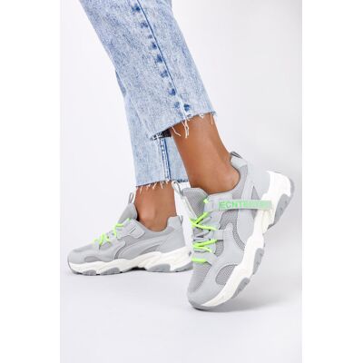 Szare sneakersy na platformie buty sportowe sznurowane Casu 21-11-21-G-36 Szare sneakersy na platformie buty sportowe sznurowane Casu 21-11-21-G-36