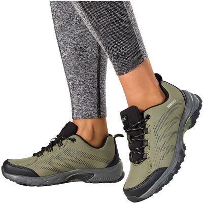Zielone Buty Trekkingowe Damskie Buty Sportowe Softshell Na Bieżnikowanej Podeszwie Sznurowane Czarne Wstawki Carla 8046-38 Zielone Buty Trekkingowe Damskie Buty Sportowe Softshell Na Bieżnikowanej Podeszwie Sznurowane Czarne Wstawki Carla 8046-38