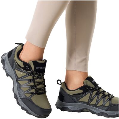Zielone Buty Trekkingowe Damskie Buty Sportowe Softshell Na Bieżnikowanej Podeszwie Sznurowane Czarne Wstawki Carla 8452-41 Zielone Buty Trekkingowe Damskie Buty Sportowe Softshell Na Bieżnikowanej Podeszwie Sznurowane Czarne Wstawki Carla 8452-41