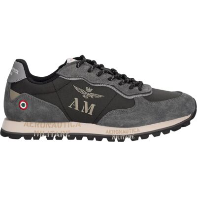 Aeronautica Militare Czarno-Szare Sneakersy Męskie Ze Skórą Zamszową 45 Aeronautica Militare Czarno-Szare Sneakersy Męskie Ze Skórą Zamszową 45