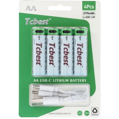 brak danych Akumulatorki AA 750 mAh 4 szt litowo-jonowy gniazdo Typ C + kabel USB A brak danych Akumulatorki AA 750 mAh 4 szt litowo-jonowy gniazdo Typ C + kabel USB A