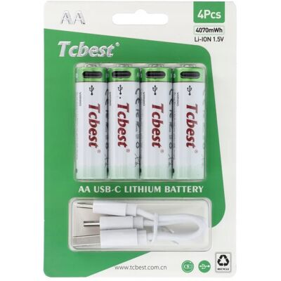 brak danych Akumulatorki AA R6 1100 mAh 4 szt litowo-jonowy gniazdo Typ C + kabel USB A brak danych Akumulatorki AA R6 1100 mAh 4 szt litowo-jonowy gniazdo Typ C + kabel USB A
