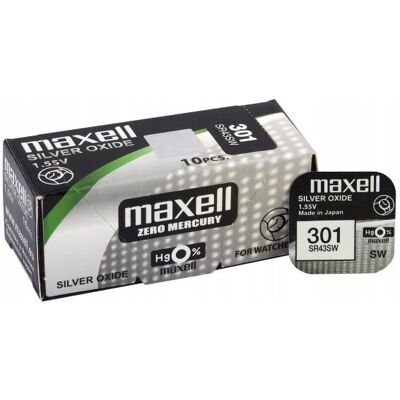 Bateria Maxell 301 Sr43sw 1,55v 10 Sztsilver Oxide. Cena Za 10 Szt. Bateria Maxell 301 Sr43sw 1,55v 10 Sztsilver Oxide. Cena Za 10 Szt.