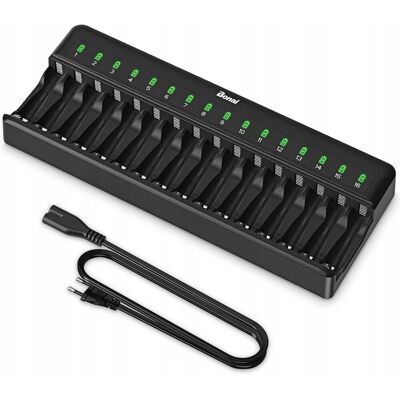 Inny producent ŁADOWARKA AA AAA 16-GNIAZDOWA INTELIGENTNA LED DO AKUMULATORÓW NI-MH NI-CD Inny producent ŁADOWARKA AA AAA 16-GNIAZDOWA INTELIGENTNA LED DO AKUMULATORÓW NI-MH NI-CD