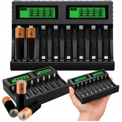 Inny producent Ładowarka Baterii AAA AA Do Akumulatorów 8 Slotów LCD USB Inteligentna Inny producent Ładowarka Baterii AAA AA Do Akumulatorów 8 Slotów LCD USB Inteligentna