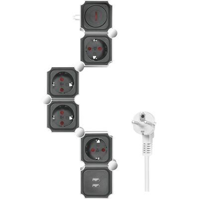 LogiLink Listwa Zasilająca Elastyczna 4-Kierunkowa Z 4x Gniazdami Cee 7/3 I 2x Usb-A 1,5m LogiLink Listwa Zasilająca Elastyczna 4-Kierunkowa Z 4x Gniazdami Cee 7/3 I 2x Usb-A 1,5m