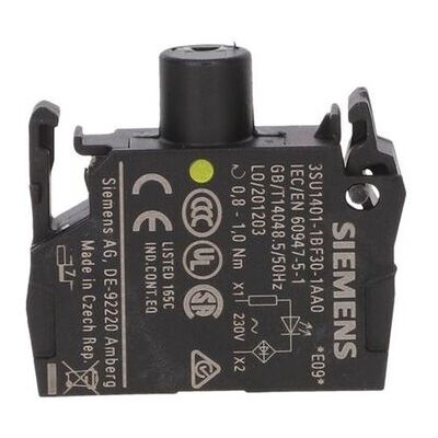 Siemens Oprawka blok LED żółty 230V AC montaż czołowy przył śrubowe SIRIUS ACT 3SU1 Siemens Oprawka blok LED żółty 230V AC montaż czołowy przył śrubowe SIRIUS ACT 3SU1