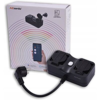 Podwójna wtyczka WiFi zewnętrzna 10A SMART AZ3223 Azzardo Podwójna wtyczka WiFi zewnętrzna 10A SMART AZ3223 Azzardo