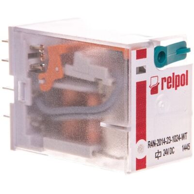 RELPOL Przekaźnik przemysłowy 4P 24V DC IP40 AgNi R4N-2014-23-1024-WT 860409 RELPOL Przekaźnik przemysłowy 4P 24V DC IP40 AgNi R4N-2014-23-1024-WT 860409