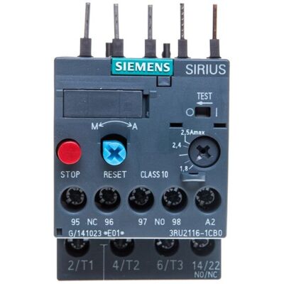 Siemens Przekaźnik termiczny 1,8-2,5A S00 3RU2116-1CB0 Siemens Przekaźnik termiczny 1,8-2,5A S00 3RU2116-1CB0