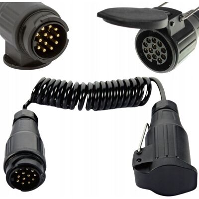 Inny producent Przewód Kabel Elektryczny Spiralny Do Przyczep Wtyczka I Gniazdo 13pin 1,5m Inny producent Przewód Kabel Elektryczny Spiralny Do Przyczep Wtyczka I Gniazdo 13pin 1,5m