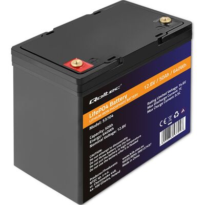 Qoltec 53704 Bateria litowo-żelazowo-fosforanowa - 12,8V 50Ah - Typ baterii Qoltec 53704 Bateria litowo-żelazowo-fosforanowa - 12,8V 50Ah - Typ baterii