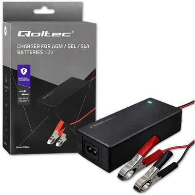 Qoltec Automatyczna Ładowarka Do Akumulatora Agm Gel Std Prostownik 12v 4a 48w Led Kabel 1.8m Qoltec Automatyczna Ładowarka Do Akumulatora Agm Gel Std Prostownik 12v 4a 48w Led Kabel 1.8m