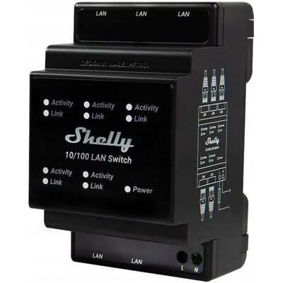 Shelly Inteligentny Przełącznik Ethernet z 5 portami RJ45 LAN Switch Shelly Inteligentny Przełącznik Ethernet z 5 portami RJ45 LAN Switch