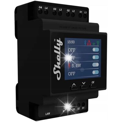 SHELLY PRO 4PM WIFI 4-KANAŁOWY INTELIGENTNY PRZEKAŹNIK NA SZYNĘ DIN 240V SHELLY PRO 4PM WIFI 4-KANAŁOWY INTELIGENTNY PRZEKAŹNIK NA SZYNĘ DIN 240V