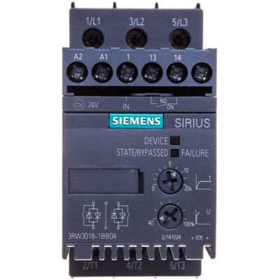 Siemens 3RW3018-1BB04 3RW30181BB04 Miękki Start 7,5kW - Moc 400V Siemens 3RW3018-1BB04 3RW30181BB04 Miękki Start 7,5kW - Moc 400V